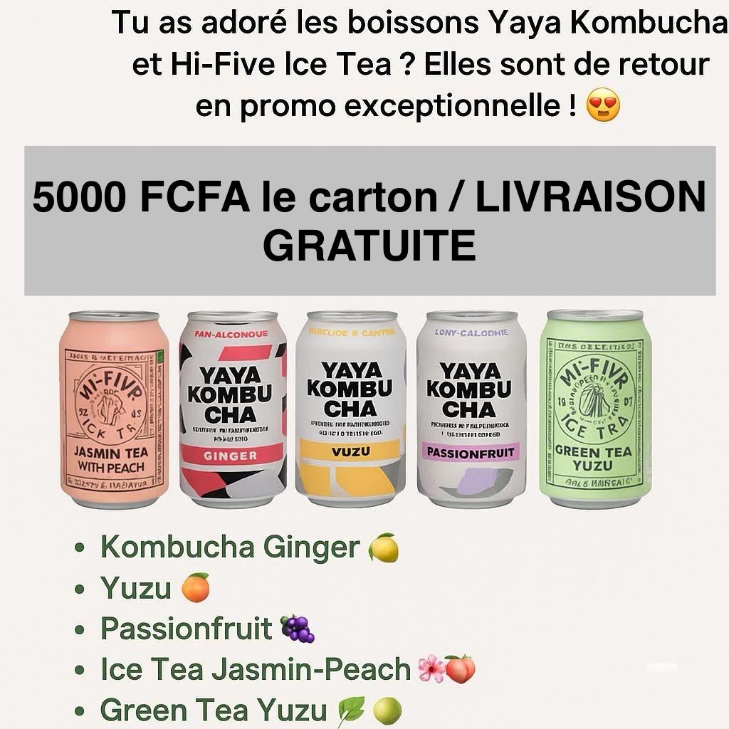 La Boissons pour soigner les maux du quotidien Yaya Kombucha & Hi-Five Ice Tea