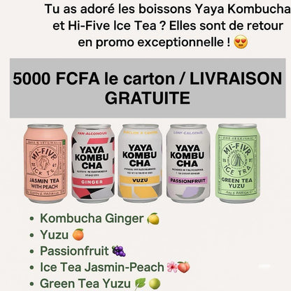 La Boissons pour soigner les maux du quotidien Yaya Kombucha &amp; Hi-Five Ice Tea